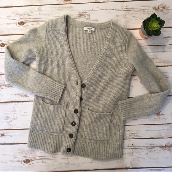 Madewell Sweaters - Madewell University Merino Wool Gray Cardigan Sz S